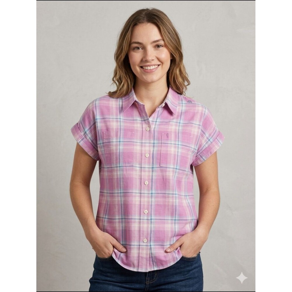 Ridgecut Toughwear Pink Plaid Short Sleeve Button Up Work Shirt XS